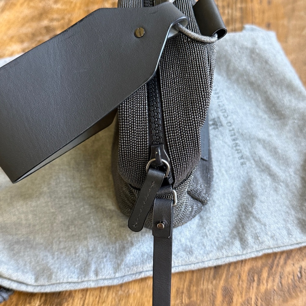 Brunello Cucinelli Dark Gray full signature monili detail crossbody bag - Picture 12 of 14